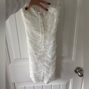 NEW NWT Princess Polly Ayesha White Lace Strapless Mini Dress Size US 0